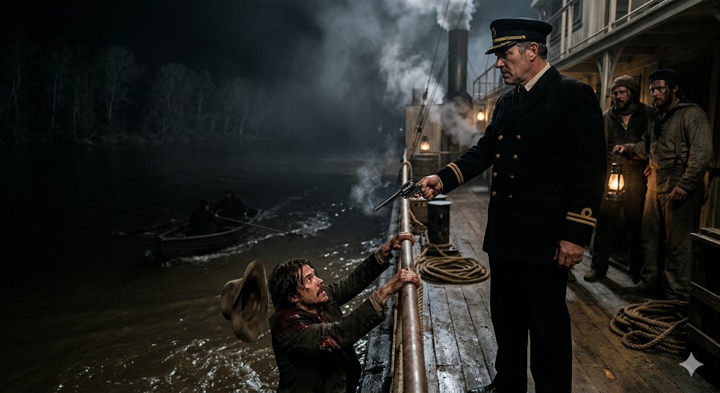 Thomas Caldwell sul ponte della Ben Campbell mentre spara al fratello Crow in fuga nel Mississippi