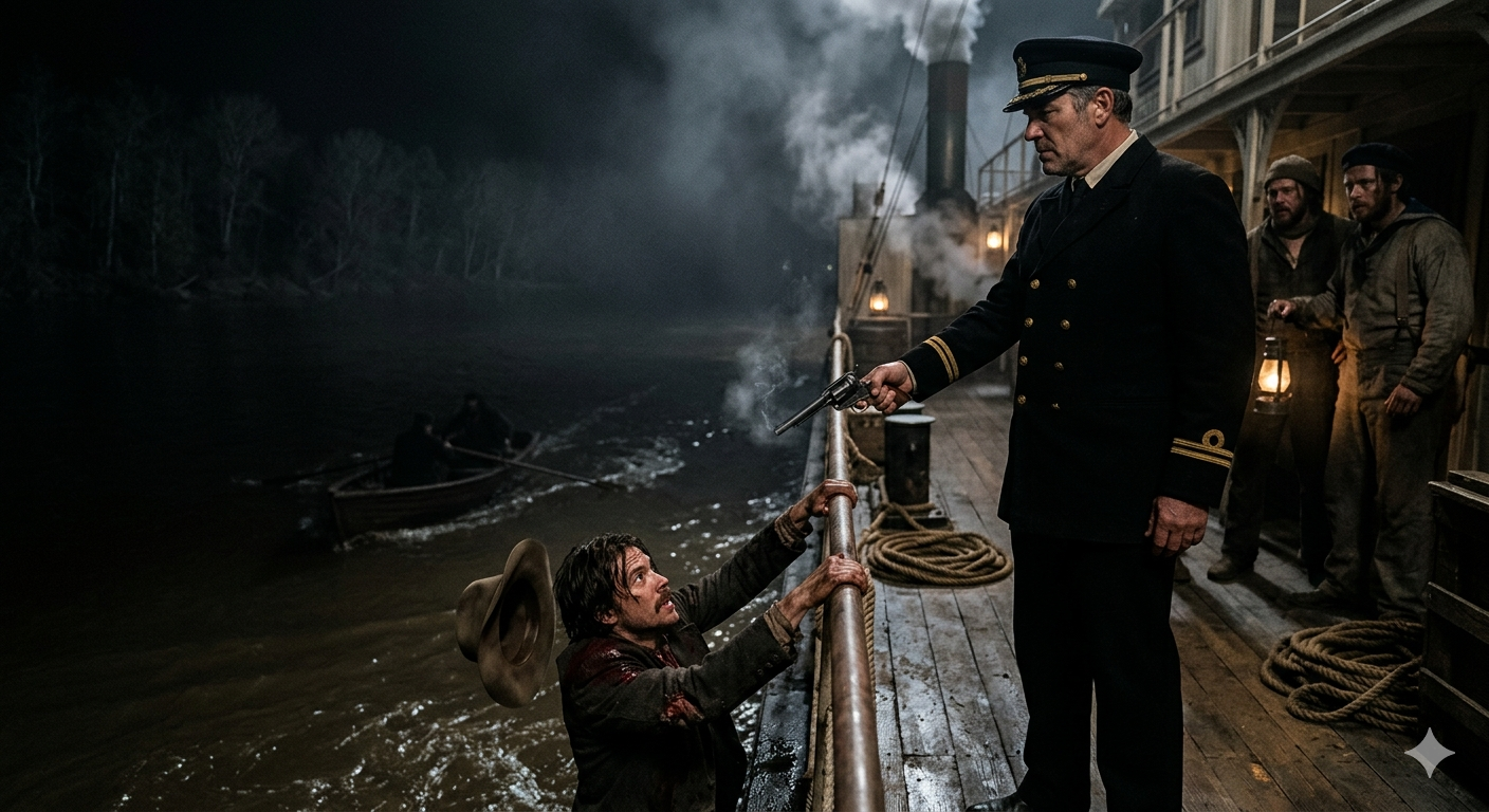 Thomas Caldwell sul ponte della Ben Campbell mentre spara al fratello Crow in fuga nel Mississippi