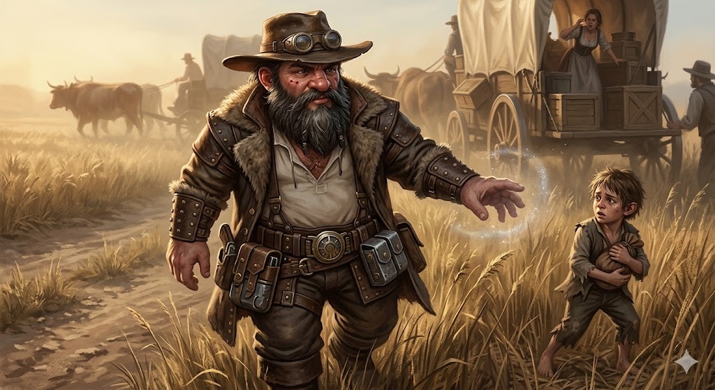 Gud Bender addormenta il ladruncolo halfling accanto alla carovana